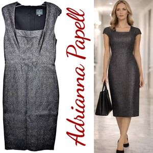 ADRIANNA PAPELL Metallic Sheath‎ Dress Quiet Luxury Workwear Size 6